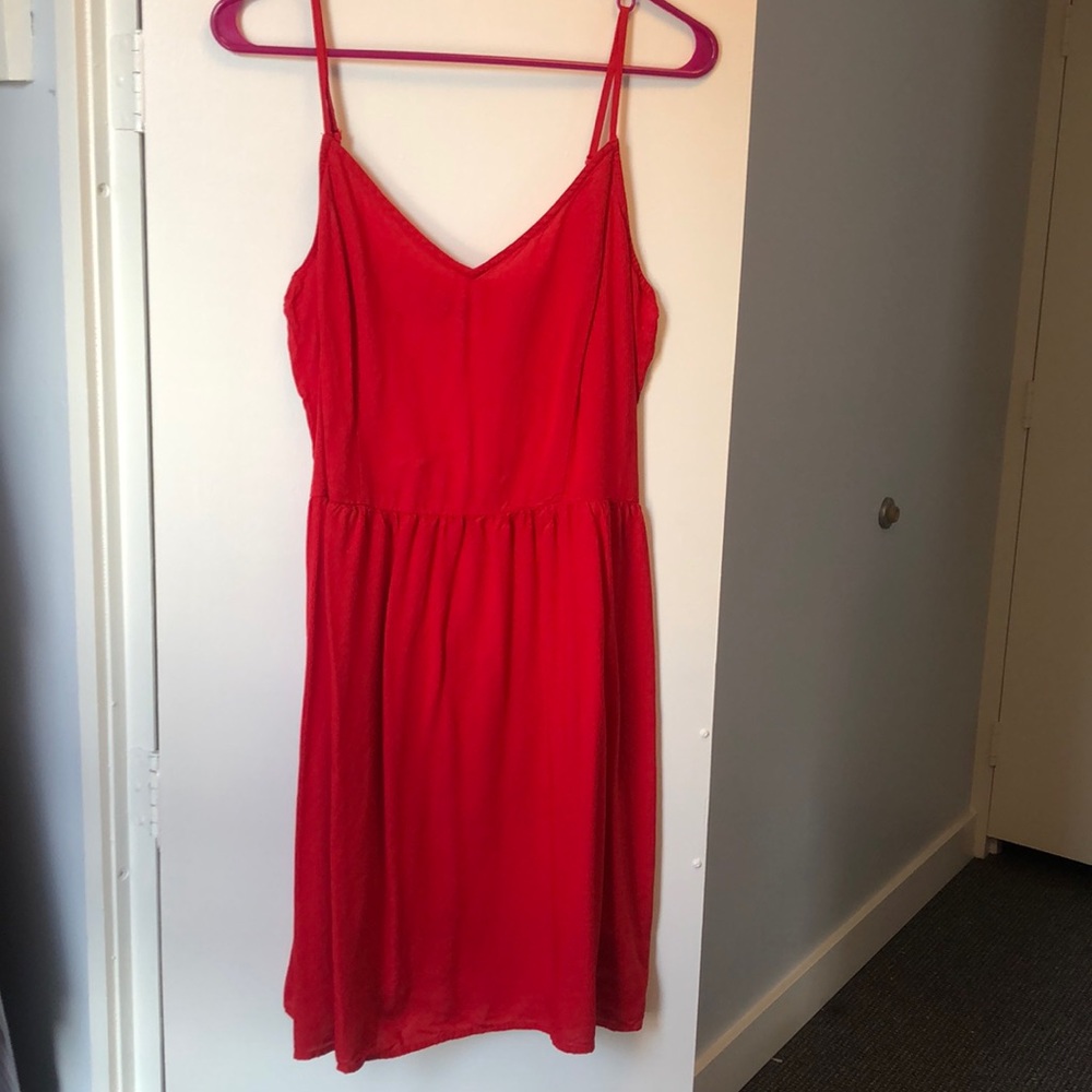 Red V-Neck Babydoll Dress